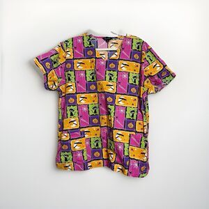 ZOE + CHLOE Boo Black Cat NOVELTY HALLOWEEN SCRUB TOP SIZE 2X
